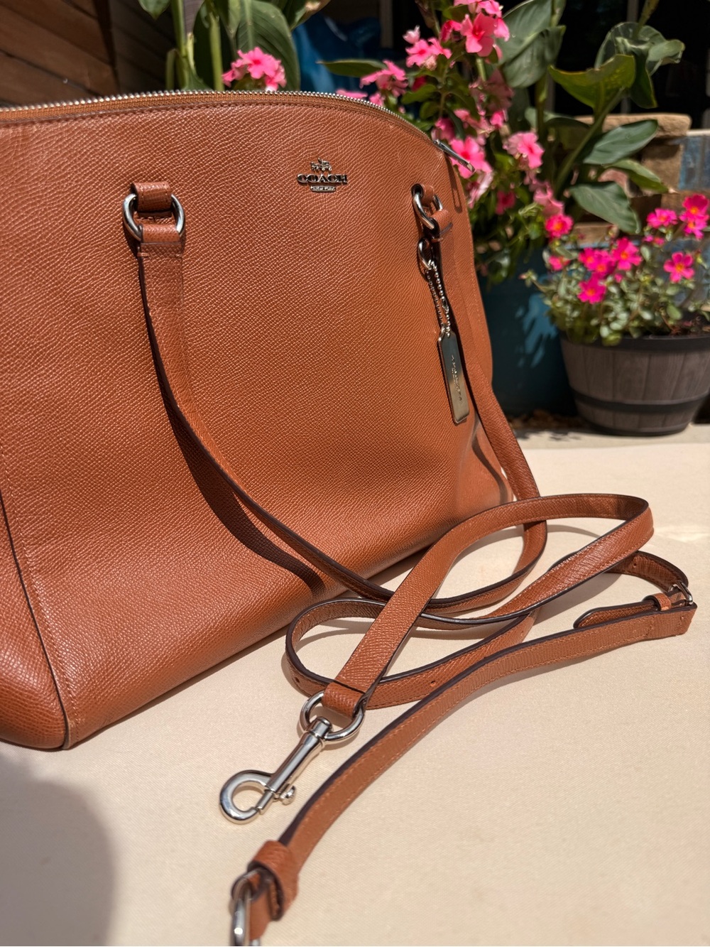 Coach Signature Leather Tote Bag in Saddle Brown 👜 - Picture 10 of 10
